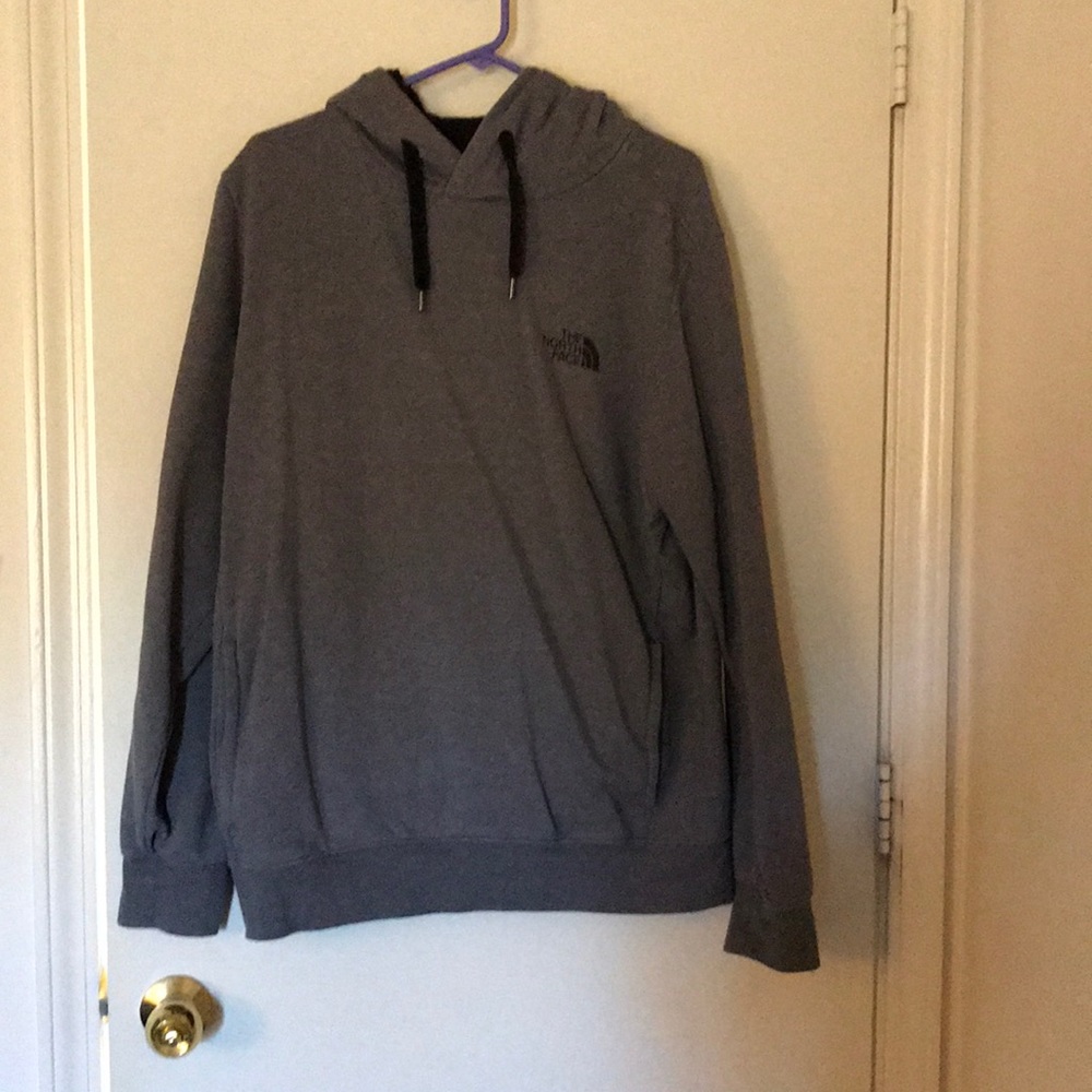 North face hoodie grey black size large w pockets